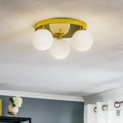 Argon Taklampe Fatis Opalglas/messing 3 lyskilder rund Clearance