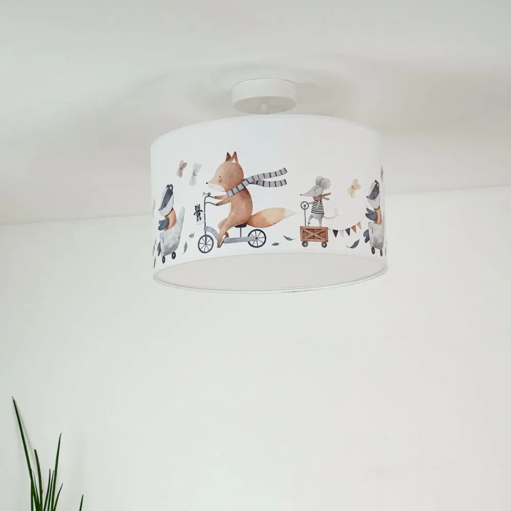 Duolla Taklampe Ferdi Kids, tekstil, hvit, fargerik Sale