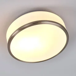 Searchlight Taklampe Flush IP44, Ø 28 cm, sølv satinert| Design- Og Hotellbelysning
