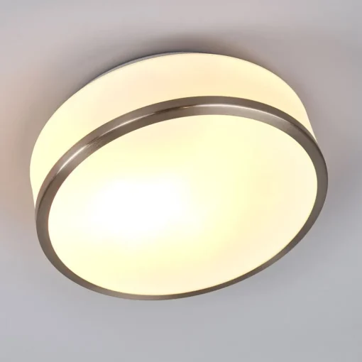 Searchlight Taklampe Flush IP44, Ø 28 cm, sølv satinert| Design- Og Hotellbelysning