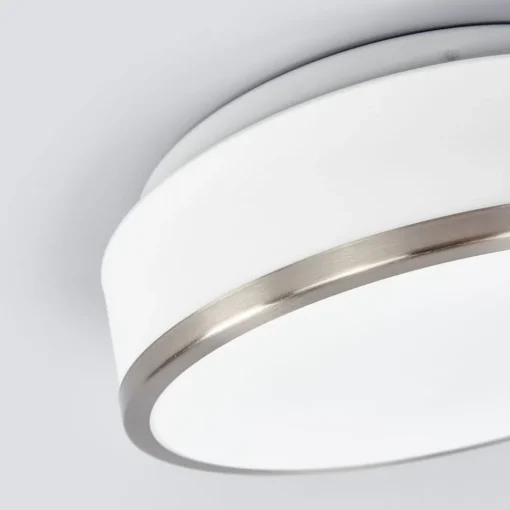 Searchlight Taklampe Flush IP44, Ø 28 cm, sølv satinert| Design- Og Hotellbelysning
