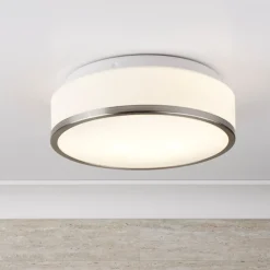 Searchlight Taklampe Flush IP44, Ø 28 cm, sølv satinert| Design- Og Hotellbelysning