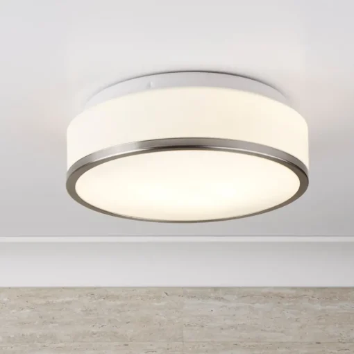Searchlight Taklampe Flush IP44, Ø 28 cm, sølv satinert| Design- Og Hotellbelysning