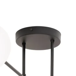 Euluna Taklampe Glassy, 4 lyskilder, krysset, svart/opal| Design- Og Hotellbelysning