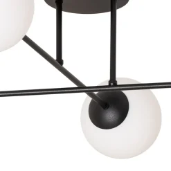 Euluna Taklampe Glassy, 4 lyskilder, krysset, svart/opal| Design- Og Hotellbelysning