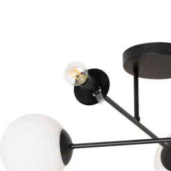 Euluna Taklampe Glassy, 4 lyskilder, krysset, svart/opal| Design- Og Hotellbelysning