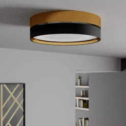 TK Lighting Taklampe Hilton, svart/gull, Ø 60 cm Discount