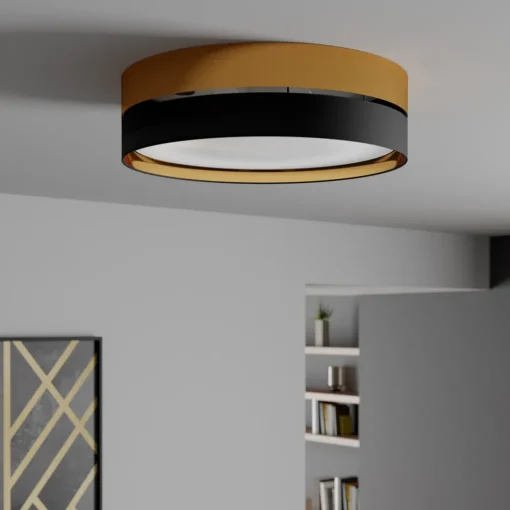 TK Lighting Taklampe Hilton, svart/gull, Ø 60 cm Discount