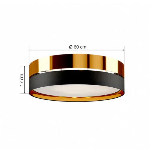 TK Lighting Taklampe Hilton, svart/gull, Ø 60 cm Discount