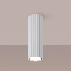 SOLLUX LIGHTING Taklampe i karbon, hvit, høyde 20 cm, aluminium Discount