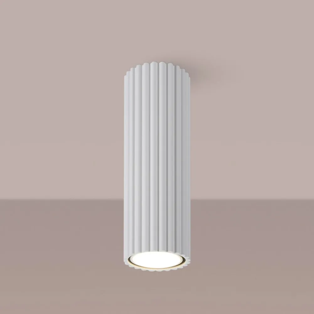 SOLLUX LIGHTING Taklampe i karbon, hvit, høyde 20 cm, aluminium Discount