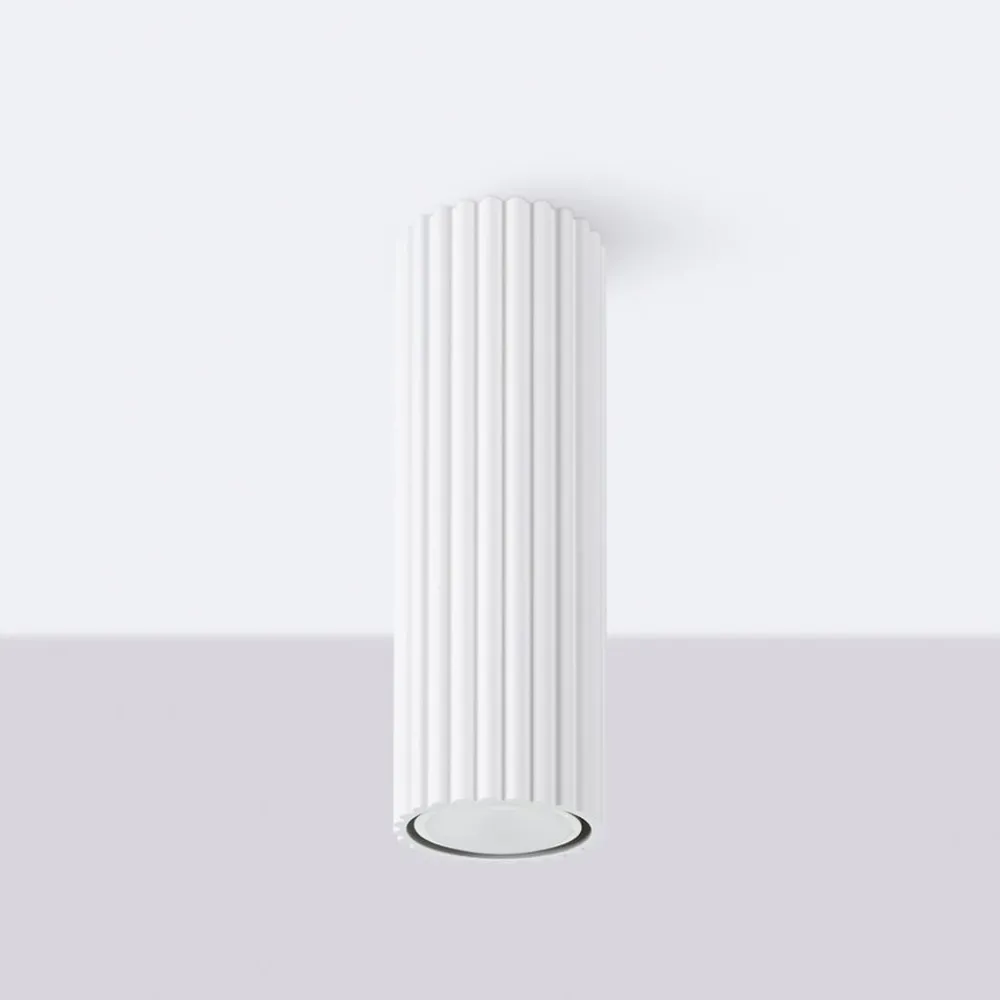 SOLLUX LIGHTING Taklampe i karbon, hvit, høyde 20 cm, aluminium Discount