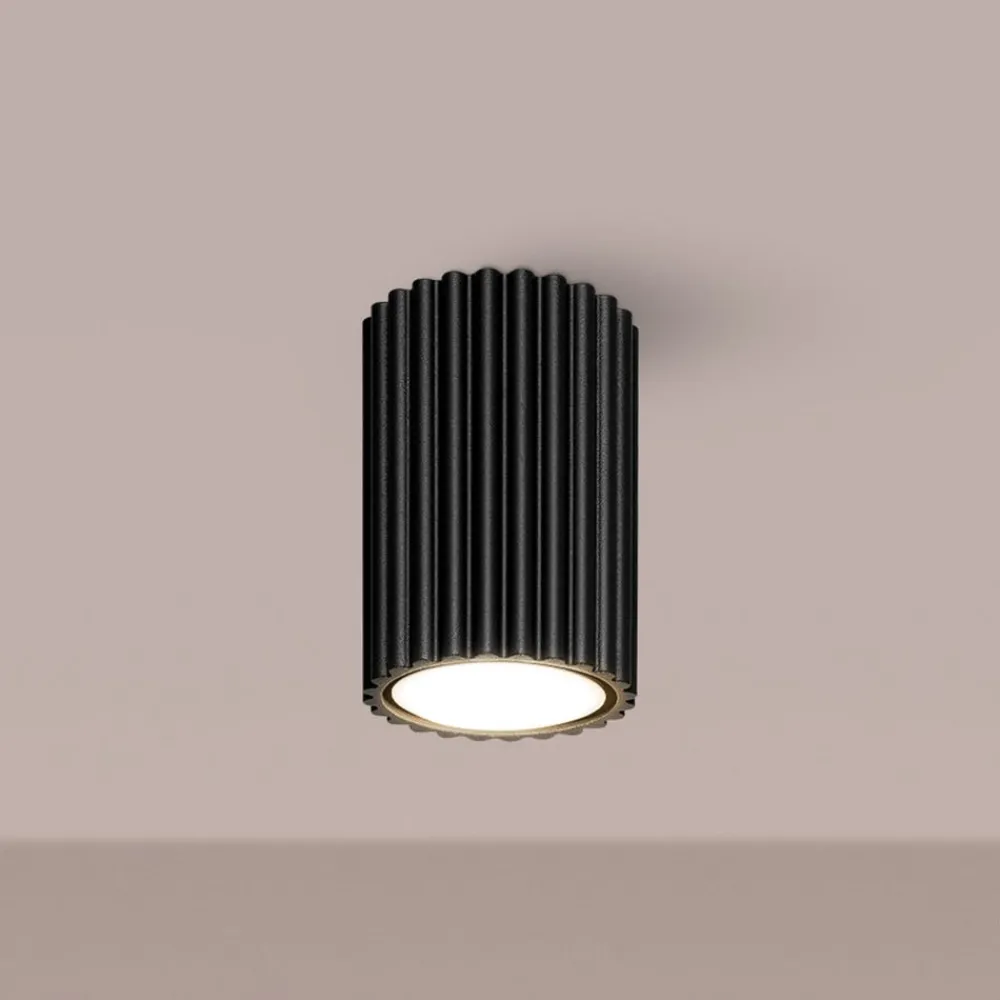 SOLLUX LIGHTING Taklampe i karbon, svart, høyde 10 cm, aluminium