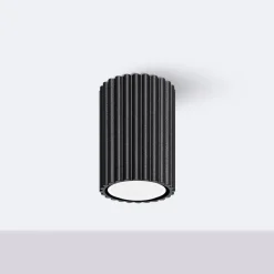 SOLLUX LIGHTING Taklampe i karbon, svart, høyde 10 cm, aluminium