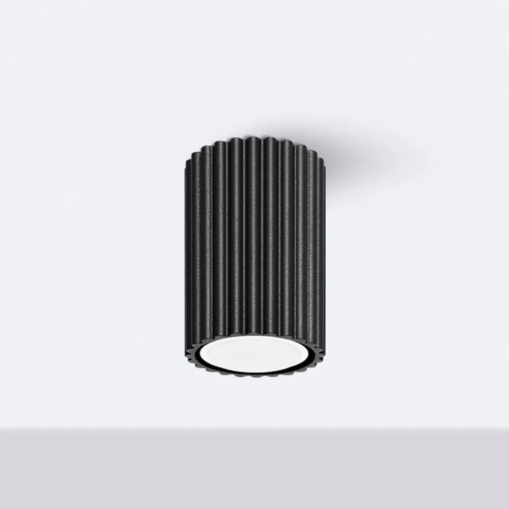 SOLLUX LIGHTING Taklampe i karbon, svart, høyde 10 cm, aluminium