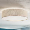 Eko-Light Taklampe Leano grå rund i lin Discount