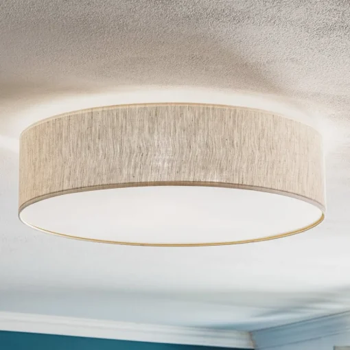 Eko-Light Taklampe Leano grå rund i lin Discount