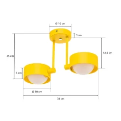 Argon Taklampe Mado i stål, gul, 2 lyskilder Discount