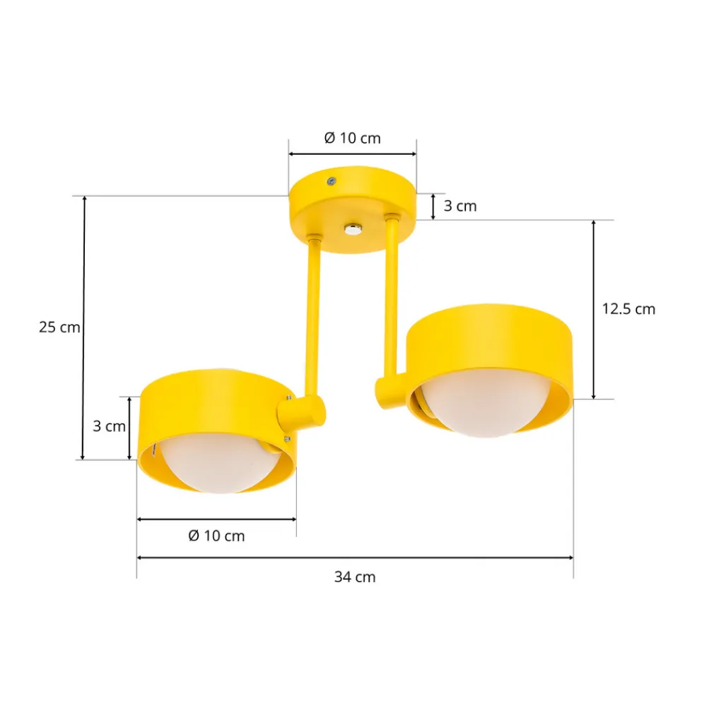 Argon Taklampe Mado i stål, gul, 2 lyskilder Discount