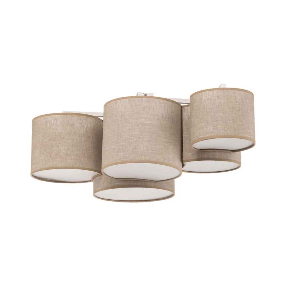 TK Lighting Taklampe Mona Nature, 5 lyskilder, naturfarget lin