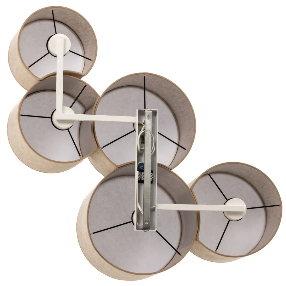 TK Lighting Taklampe Mona Nature, 5 lyskilder, naturfarget lin