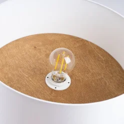 SOLLUX LIGHTING Taklampe Telesto, hvit, Ø 35 cm, stoff, tre, stål New