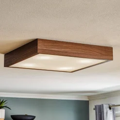 Argon Taklampe Tromsö, valnøtt, 50 x 50 cm, tre/glass| Design- Og Hotellbelysning|Taklamper