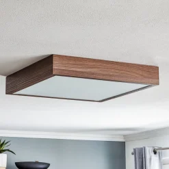 Argon Taklampe Tromsö, valnøtt, 50 x 50 cm, tre/glass| Design- Og Hotellbelysning|Taklamper