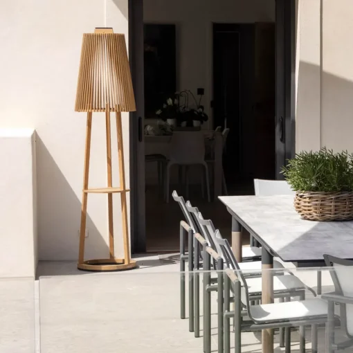 Les Jardins Tecka solcelle-gulvlampe med sensor, teak Clearance