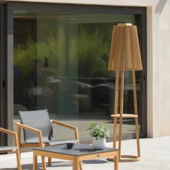 Les Jardins Tecka solcelle-gulvlampe med sensor, teak Clearance