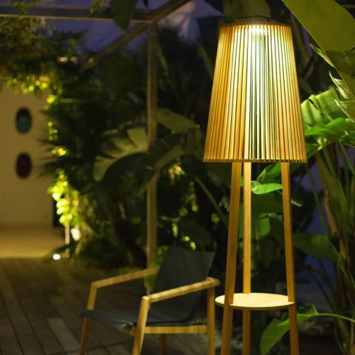 Les Jardins Tecka solcelle-gulvlampe med sensor, teak Clearance