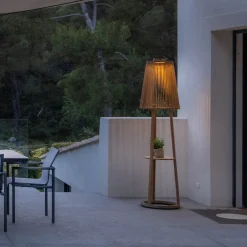 Les Jardins Tecka solcelle-gulvlampe med sensor, teak Clearance