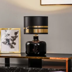 Argon Tekstil bordlampe Bodo, svart-gull| Bordlamper