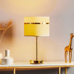 Argon Tekstil bordlampe Long hvit/grå/messing| Bordlamper