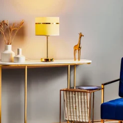 Argon Tekstil bordlampe Long hvit/grå/messing| Bordlamper