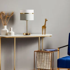 Argon Tekstil bordlampe Long hvit/grå/messing| Bordlamper