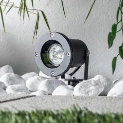 Lindby Tessa utendørs spot med jordspyd, grå| Utespotter