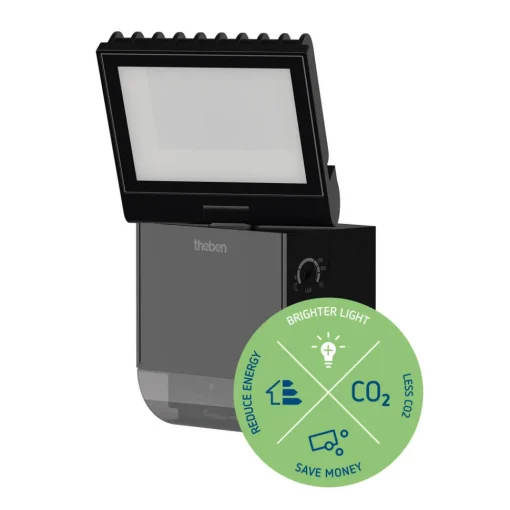Theben utendørs LED-vegglampe theLeda S8-100, svart, sensor New
