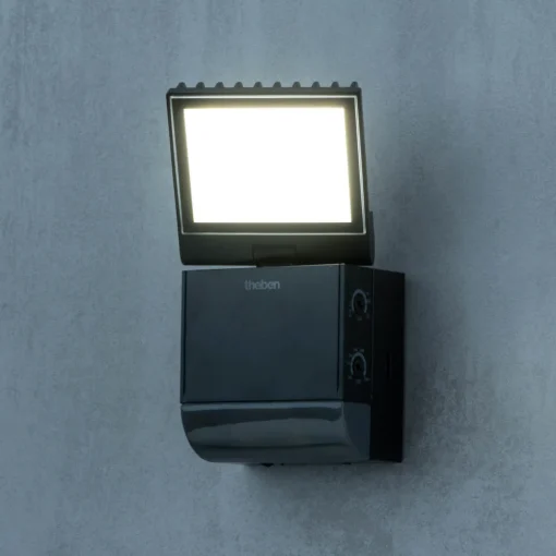 Theben utendørs LED-vegglampe theLeda S8-100, svart, sensor New