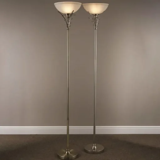 Searchlight Tidløs stålampe LINEAS antikkmessing| Gulvlamper