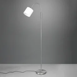 Reality Leuchten Tommy gulvlampe, nikkel/hvit, høyde 130 cm, metall/stoff Hot