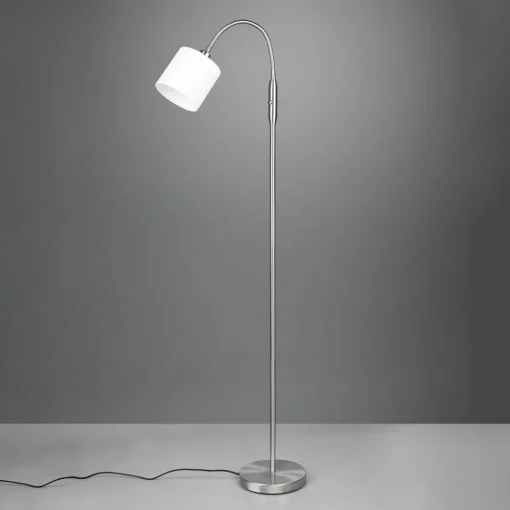 Reality Leuchten Tommy gulvlampe, nikkel/hvit, høyde 130 cm, metall/stoff Hot