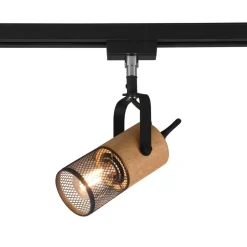 Trio Lighting Tosh skinnespot for DUOline, matt svart, detaljer i tre Best