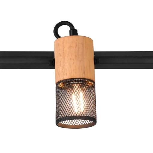 Trio Lighting Tosh skinnespot for DUOline, matt svart, detaljer i tre Best