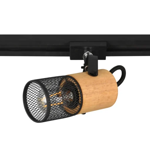 Trio Lighting Tosh skinnespot for DUOline, matt svart, detaljer i tre Best