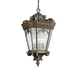 KICHLER Tournai utendørs pendellampe, Ø 19 cm, bronse, aluminium, glass| Pendellamper Utendørs