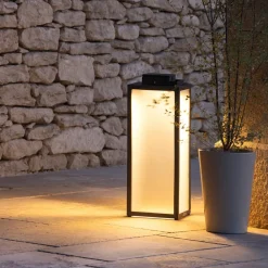 Les Jardins Tradition LED-solcellelykt, antrasitt, høyde 65 cm| Solcellelamper