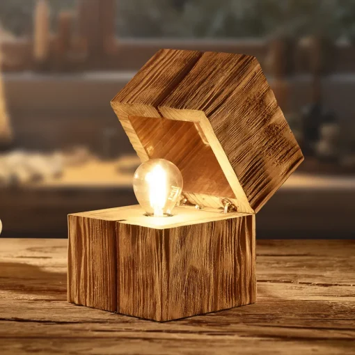 Trio Lighting Treasure bordlampe, naturlig finish, tre, hengslet Sale