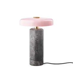 DESIGN BY US Trip LED oppladbar bordlampe, grå/rosa, marmor, glass, IP44| Dekorasjonsbelysning|Kommersiell Utebelysning