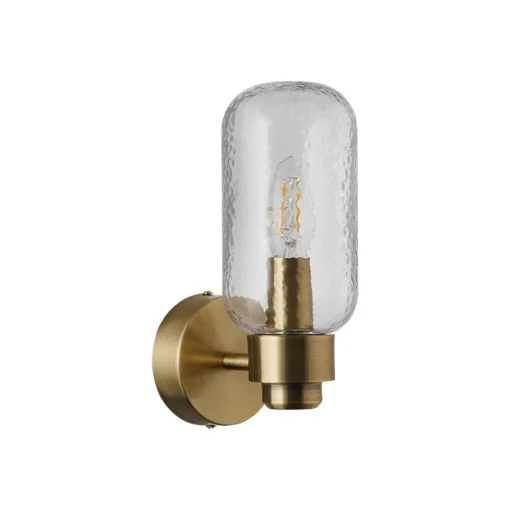 Nordlux Tutan vegglampe, metall, glass, E14, IP44, messingfarget| Vegglamper